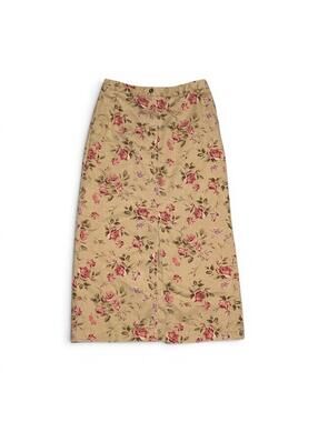 Vintage Eddie Bauer Floral Print Denim Long Skirt